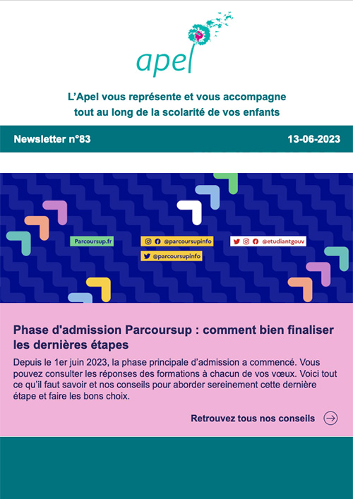 You are currently viewing Newsletter d’information APEL Nationale n°83 – Juin 2023